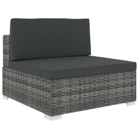  Sectional Middle Seat 1 pc with Cushions Poly Rattan Grey