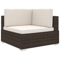  Sectional Corner Chair 1 pc with Cushions Poly Rattan Brown