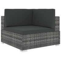  Sectional Corner Chair 1 pc with Cushions Poly Rattan Grey