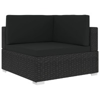  Sectional Corner Chair 1 pc with Cushions Poly Rattan Black