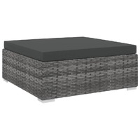  Sectional Footrest 1 pc with Cushion Poly Rattan Grey