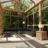  8 Piece Garden Lounge Set with Cushions Poly Rattan Grey