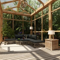  6 Piece Garden Lounge Set with Cushions Poly Rattan Grey