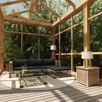  5 Piece Garden Lounge Set with Cushions Poly Rattan Grey