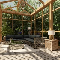  6 Piece Garden Lounge Set with Cushions Poly Rattan Grey