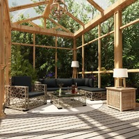  6 Piece Garden Lounge Set with Cushions Poly Rattan Grey