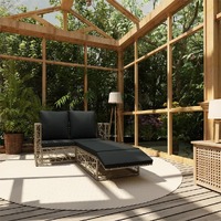  2 Piece Garden Lounge Set with Cushions Poly Rattan Grey