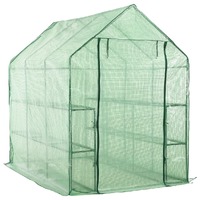  Walk-in Greenhouse with 12 Shelves Steel 143x214x196 cm