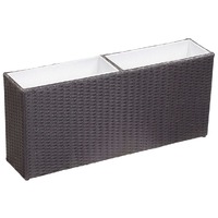  Garden Raised Bed with 2 Pots 90x20x40 cm Poly Rattan Black
