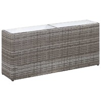  Garden Raised Bed with 2 Pots 90x20x40 cm Poly Rattan Grey