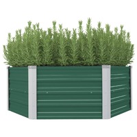  Raised Garden Bed 129x129x46 cm Galvanised Steel Green