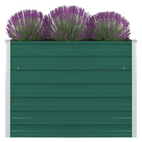  Raised Garden Bed 100x100x77 cm Galvanised Steel Green
