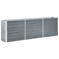  Garden Raised Bed Galvanised Steel 240x40x77 cm Grey
