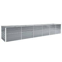  Garden Raised Bed Galvanised Steel 480x80x77 cm Grey