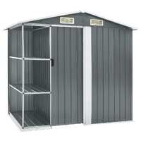  Garden Shed with Rack Grey 205x130x183 cm Iron