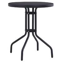  Garden Table Black 60 cm Steel and Glass