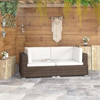  Sectional Corner Chairs 2 pcs with Cushions Poly Rattan Brown