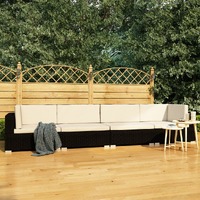  4 Piece Garden Sofa Set with Cushions Poly Rattan Black