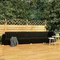 4 Piece Garden Sofa Set with Cushions Poly Rattan Black