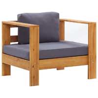  Garden Sofa Chair with Cushion Dark Grey Solid Acacia Wood