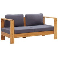  Garden Sofa Bench with Cushions 140 cm Solid Acacia Wood Grey