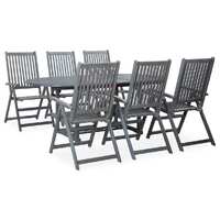  7 Piece Outdoor Dining Set Solid Acacia Wood Grey