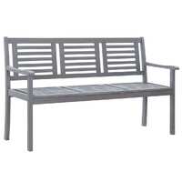  3-Seater Garden Bench 150 cm Grey Solid Eucalyptus Wood
