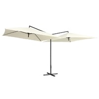  Double Parasol with Steel Pole 250x250 cm Sand White