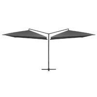  Double Parasol with Steel Pole 250x250 cm Anthracite