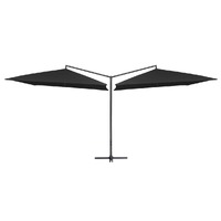  Double Parasol with Steel Pole 250x250 cm Black