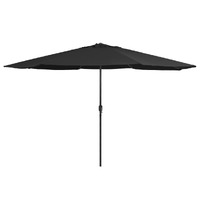  Garden Parasol with Metal Pole 390 cm Black