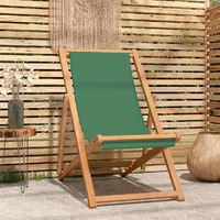  Folding Beach Chair Solid Teak Wood Green