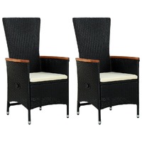  Outdoor Chairs 2 pcs with Cushions Poly Rattan Black