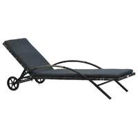  Sun Lounger with Cushion &amp; Wheels Poly Rattan Anthracite