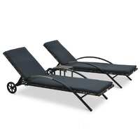  Sun Loungers with Table Poly Rattan Anthracite