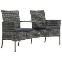  2-Seater Garden Sofa with Tea Table Poly Rattan Anthracite