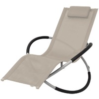  Outdoor Geometrical Sun Lounger Steel Cream