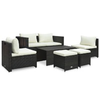 6 Piece Garden Lounge Set with Cushions Poly Rattan Brown