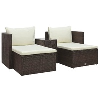  5 Piece Garden Lounge Set with Cushions Poly Rattan Brown