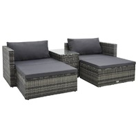  5 Piece Garden Lounge Set with Cushions Poly Rattan Grey