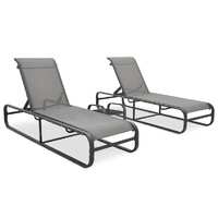  Sun Loungers 2 pcs with Table Textilene and Aluminium