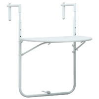  Hanging Balcony Table White 60x64x83.5 cm Plastic Rattan Look
