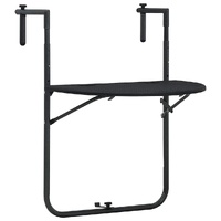  Hanging Balcony Table Black 60x64x83.5 cm Plastic Rattan Look