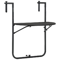  Hanging Balcony Table Brown 60x64x83.5 cm Plastic Rattan Look