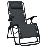  Folding Deck Chair Black Textilene