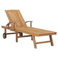  Sun Lounger Solid Teak Wood