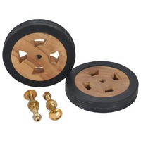  Sunlounger Spare Wheels 2 pcs Solid Teak Wood