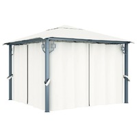  Gazebo with Curtain 300x300 cm Cream Aluminium