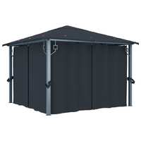  Gazebo with Curtain 300x300 cm Anthracite Aluminium