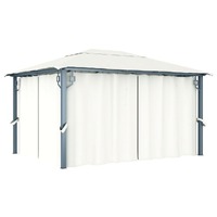  Gazebo with Curtain 400x300 cm Cream Aluminium